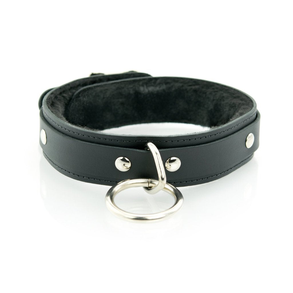 Collier esclave en cuir Bondage avec doublure en fausse fourrure Ego