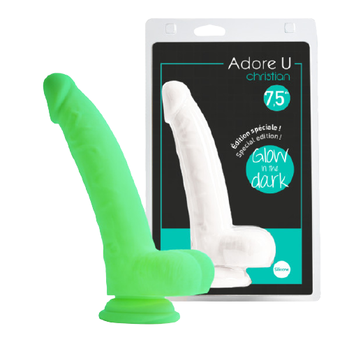 Dildo Christian 7.5 PO - GLOW IN THE DARK par Adore U - Soirée Coquine
