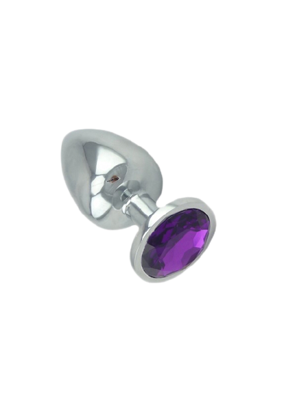 Manchon anal / Butt Plug en Aluminium avec Bijou de couleur - Soirée Coquine