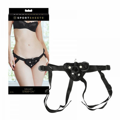 Harnais - Strap On vibrant en velours - Soirée Coquine